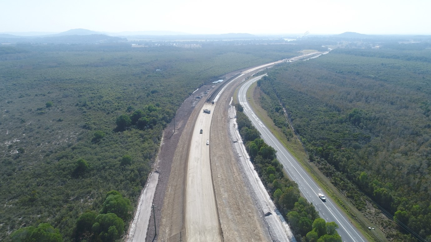 Service road was constructed adjacent to the Pacific Highway. 